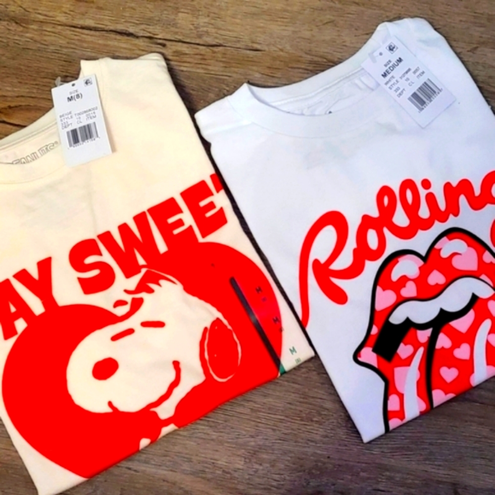 Art Class Red and White Peanuts & Rolling Stones Graphic Tees Short Sleeve 💕
